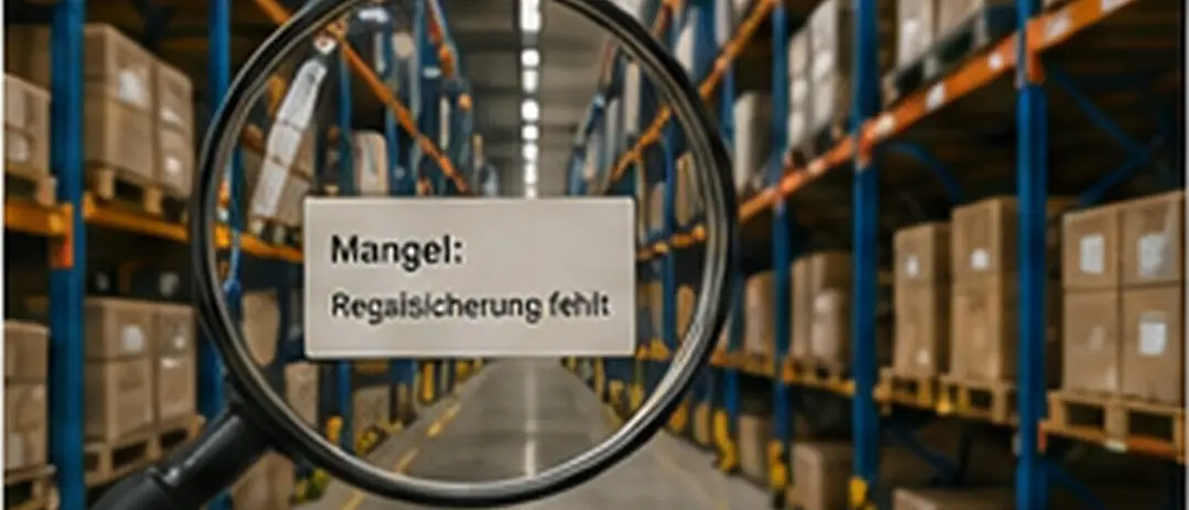 Lupe vor einem Lagerregal — Symbol für den kommenden Mängelatlas